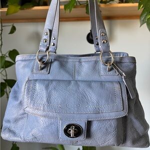 Coach Penelope F19252 Light Blue Pebbled Leather Turnlock Shoulder Bag (2012)